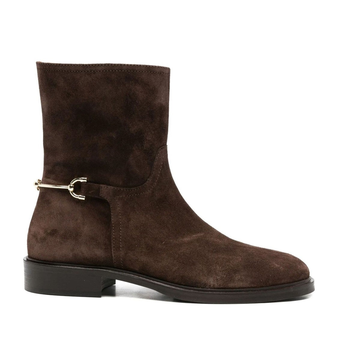 Adrianna Feretti Brown Metallic Buckle Suede Boots