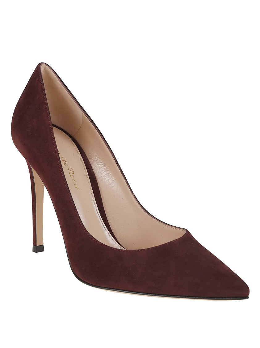 Gianvito Rossi Burgundy Suede Calfskin Pumps