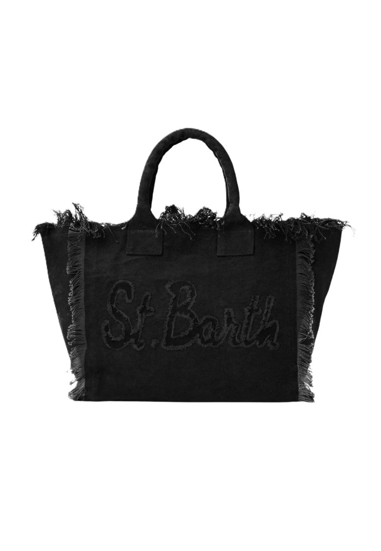 Mc2 Saint Barth Large Monochromatic Tote Bag With Frayed Edges