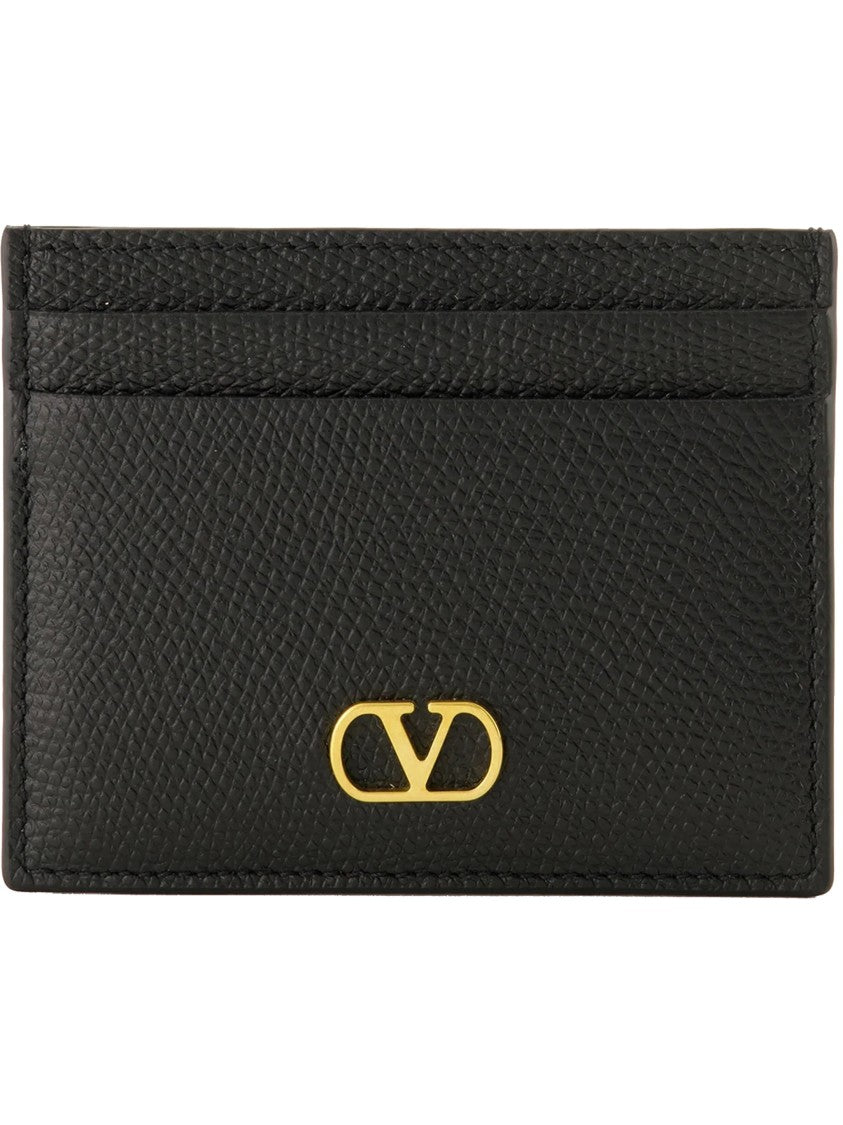 Valentino Black Vlogo Signature Textured Leather Case