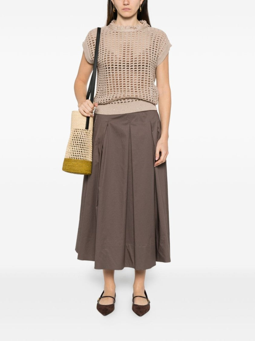 Peserico Flared Midi Skirt With Structured Pleats