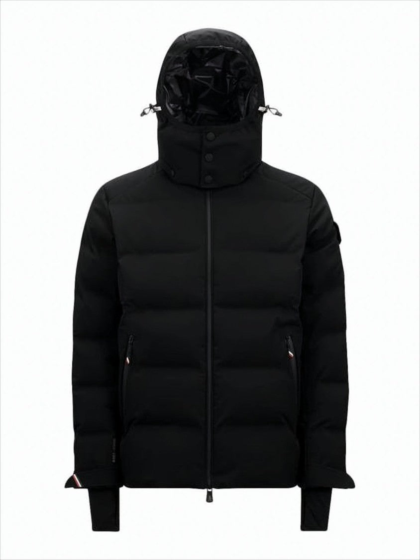 Moncler Matte Black Down Jacket With Detachable Hood