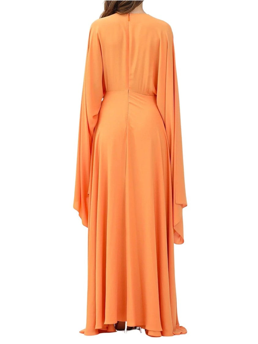 Alma Sanchez Orange Angera Kimono Sleeve Polyester Maxi Dress