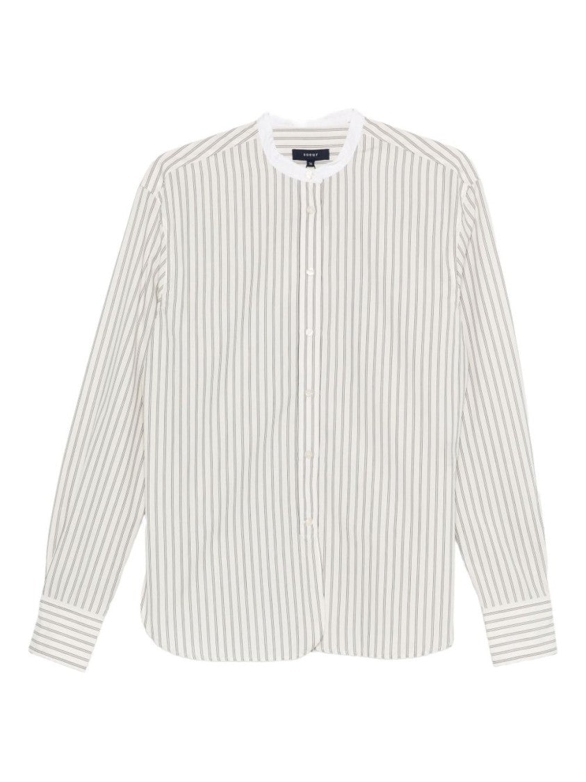 Soeur Vertical Stripe Cotton Shirt With Button-Down Placket