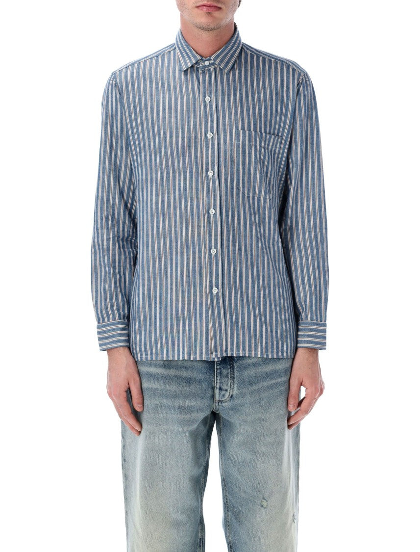 Salvatore Piccolo Tahiti Vertical Stripe Cotton Long Shirt