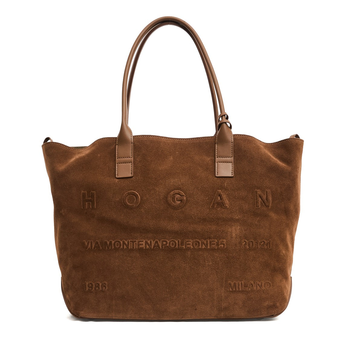 Hogan Address Medium Shopping Bag In Burnt Suede