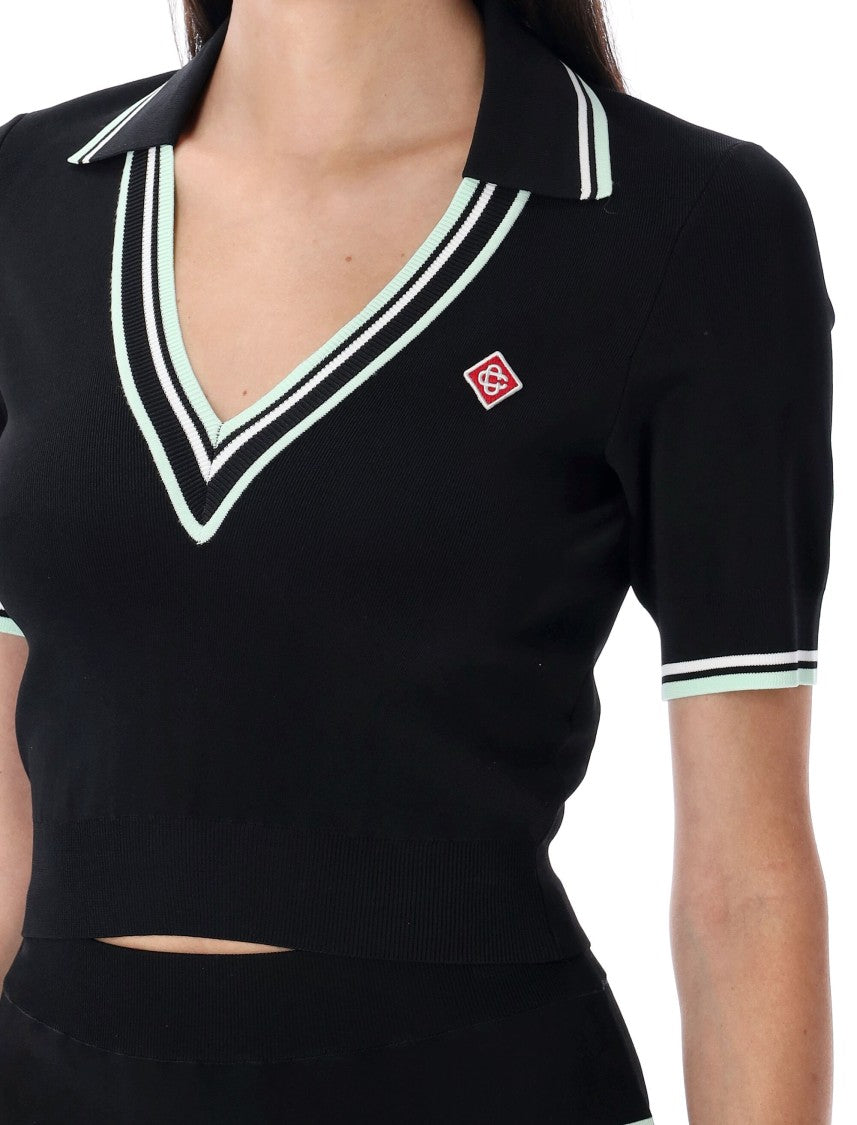 Casablanca Fitted Black Viscose Polo