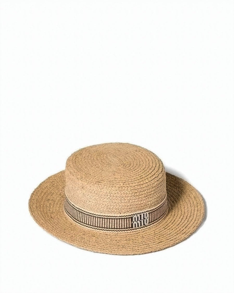 Miu Miu Woven Raffia Bucket Hat With Decorative Band