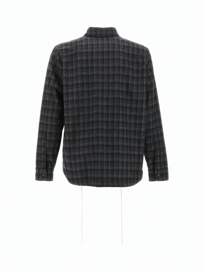 Aspesi Checkered Wool Blend Long-Sleeve Shirt