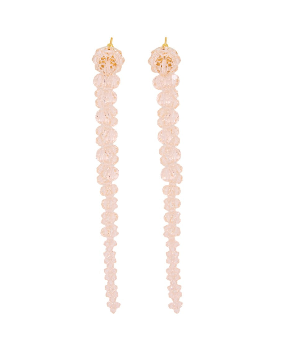 Simone Rocha Long Stud Earrings With Signature Crystal Flower Details