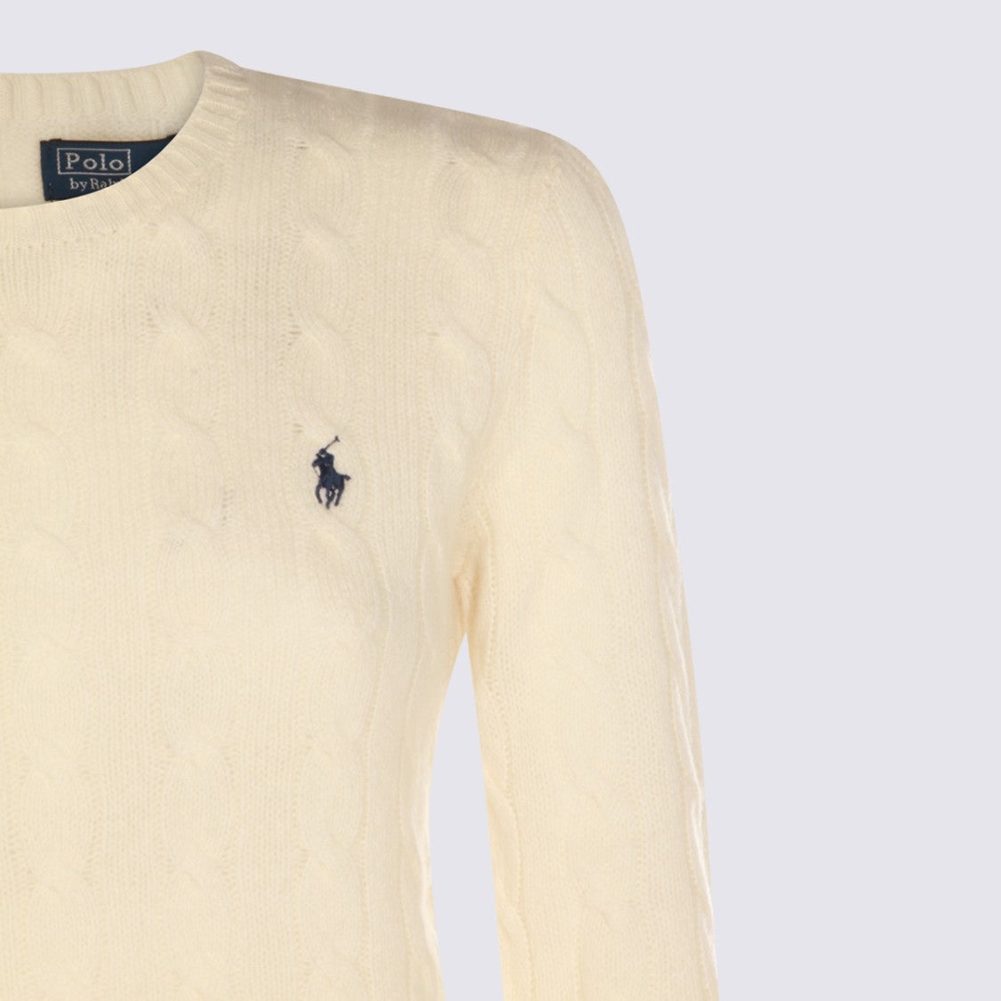 Polo Ralph Lauren Cable Knit Fitted Sweater With Crew Neckline And Embroidered Logo