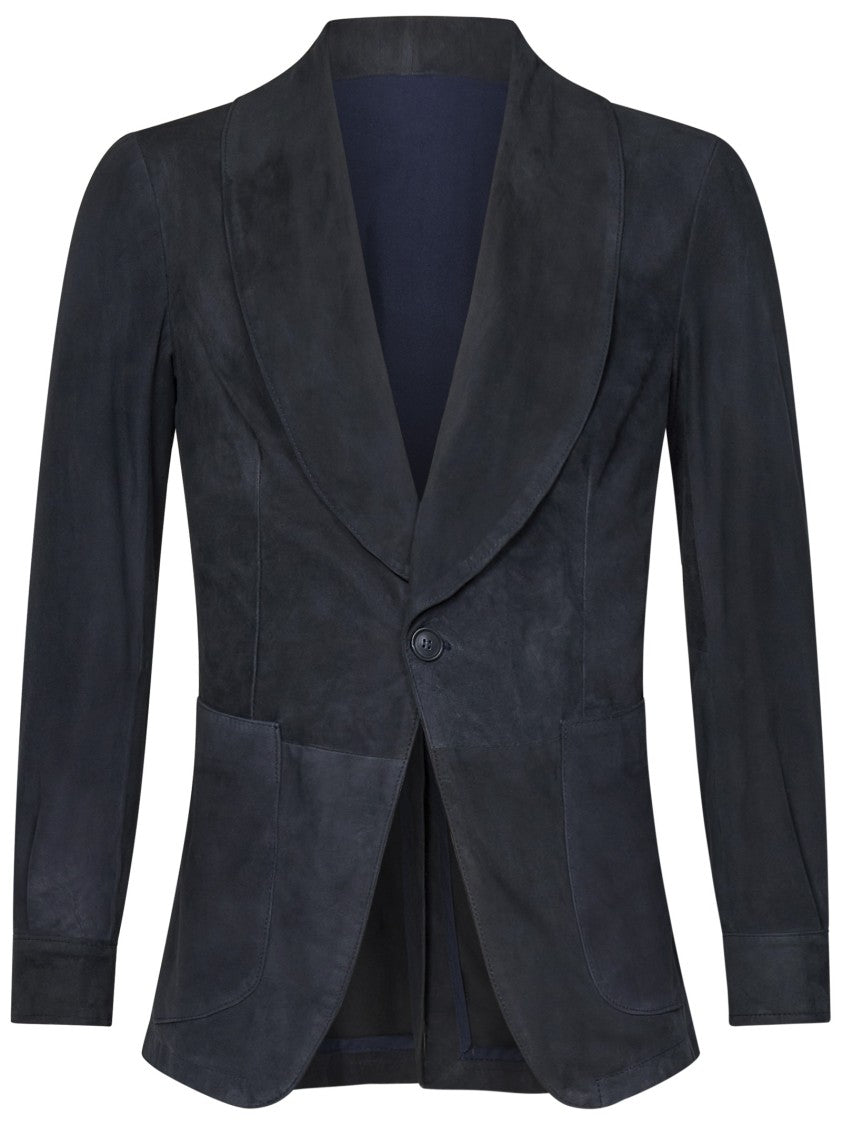 Franzese Collection Shawl Collar Blue Canadian Suede Jacket