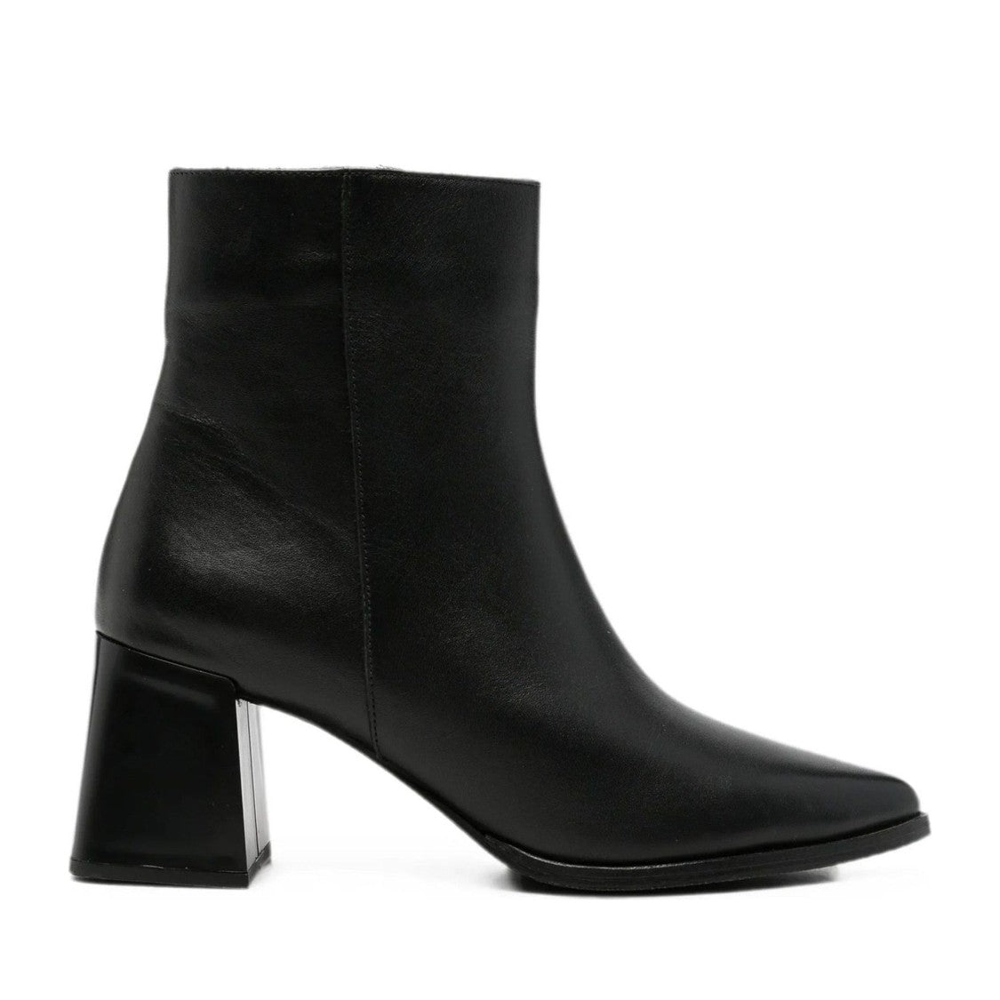 Sergio Moretti Black Leather Pointed Toe Mid-Heel Boots
