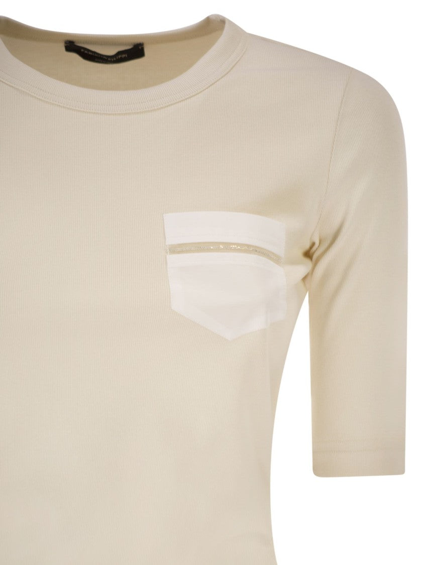 Fabiana Filippi Stretch Cotton T-Shirt With Elegant Pocket