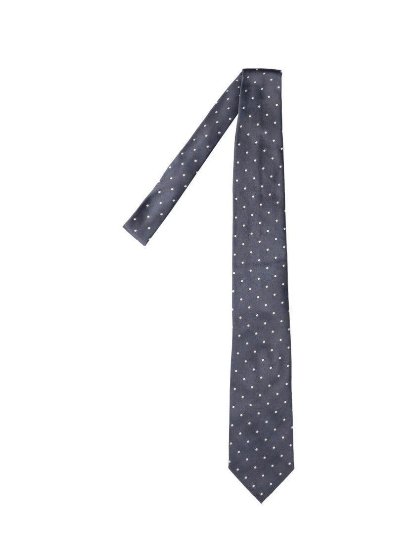 Tom Ford Polka Dot-Patterned Dark Tie With Tapered Design