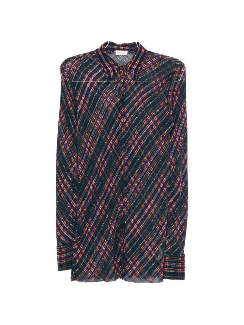 Dries Van Noten Plaid Long-Sleeve Button-Down Shirt