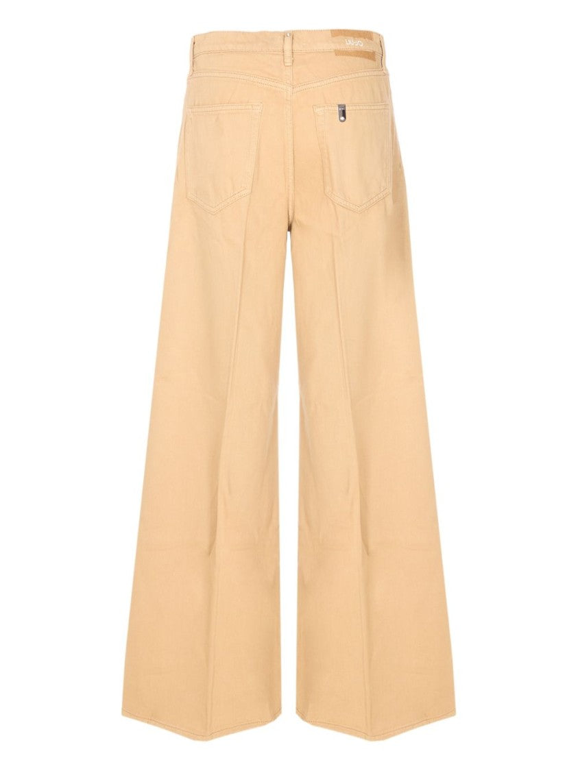 Liu Jo Beige Five-Pocket Logo Jeans