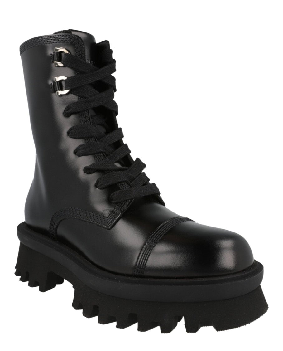 Ferragamo Kira Leather Combat Boots