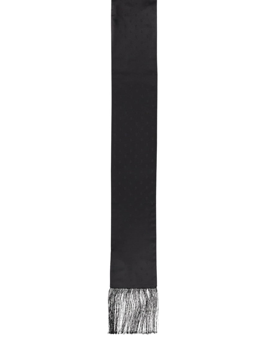 Alexander Mcqueen Black Tonal Skull Pattern Silk Scarf