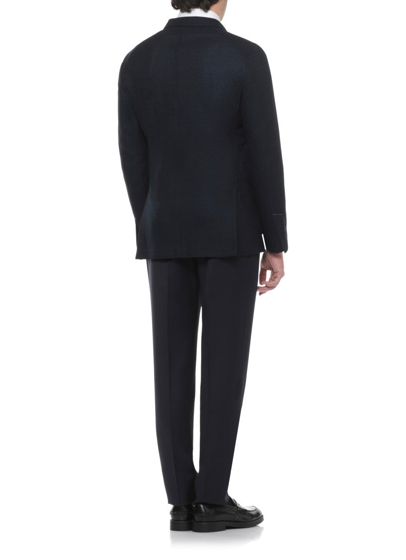 Lardini Blue Peak Lapel Cotton Double-Breasted Jacket