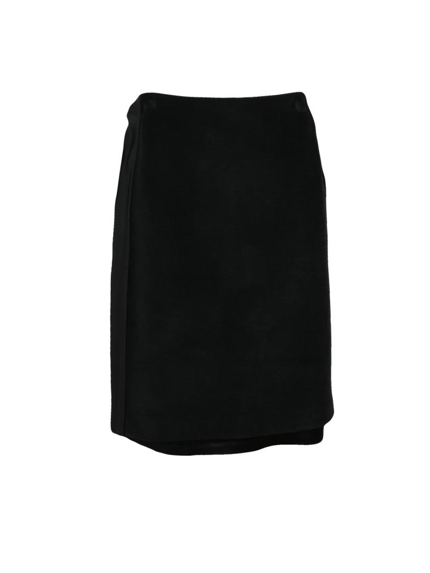Jil Sander Black Polyester-Blend Velvet Panel Pencil Midi Skirt
