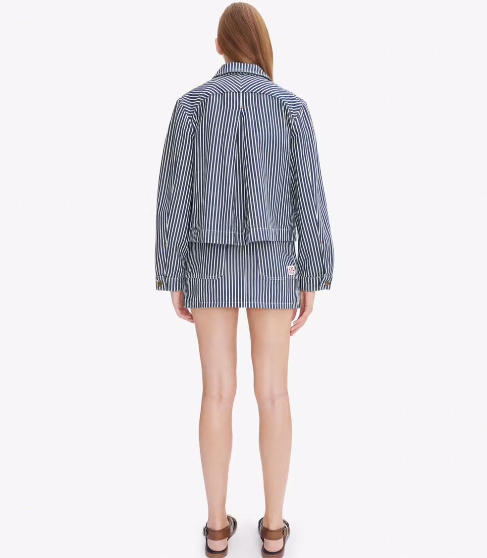 A.P.C. Blue And White Striped Heavyweight Cotton Jacket