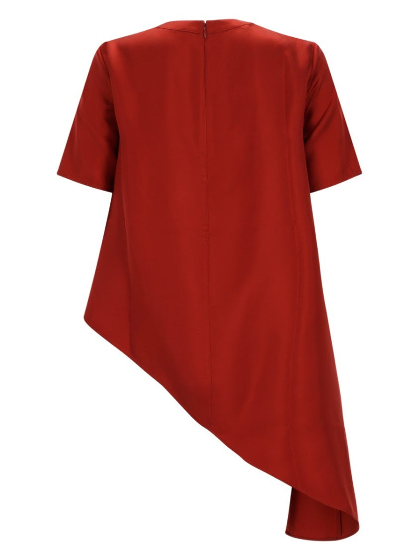 Loulou De Saison White Madea Asymmetrical Draped Silk Blouse