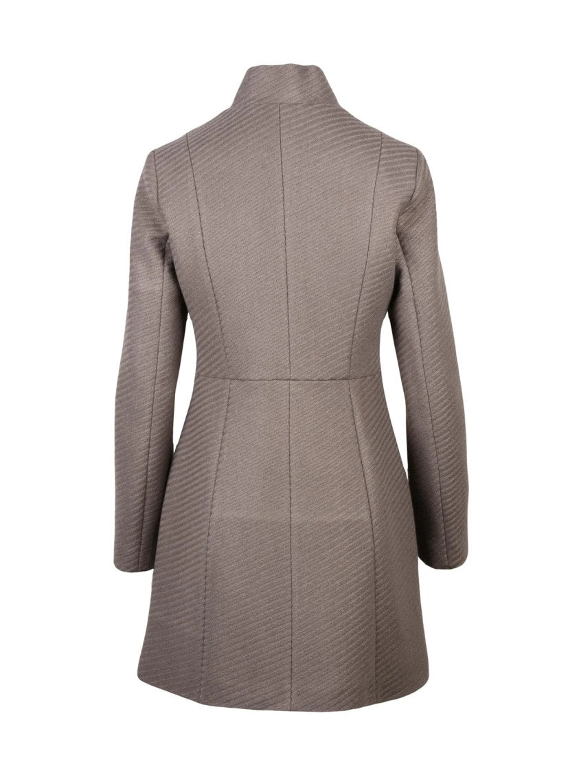 Lakore Turquoise Fitted High-Collar Wool-Blend Coat