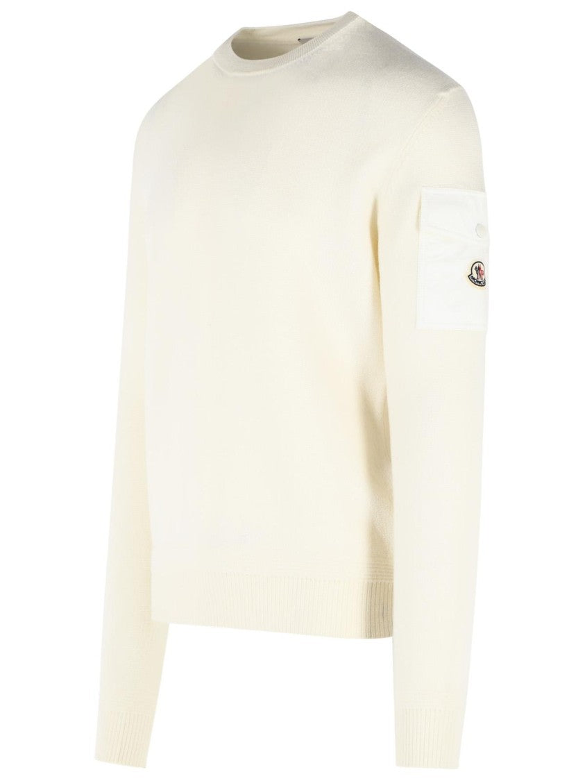 Moncler 'Tricot' Ivory White Virgin Wool Sweatshirt