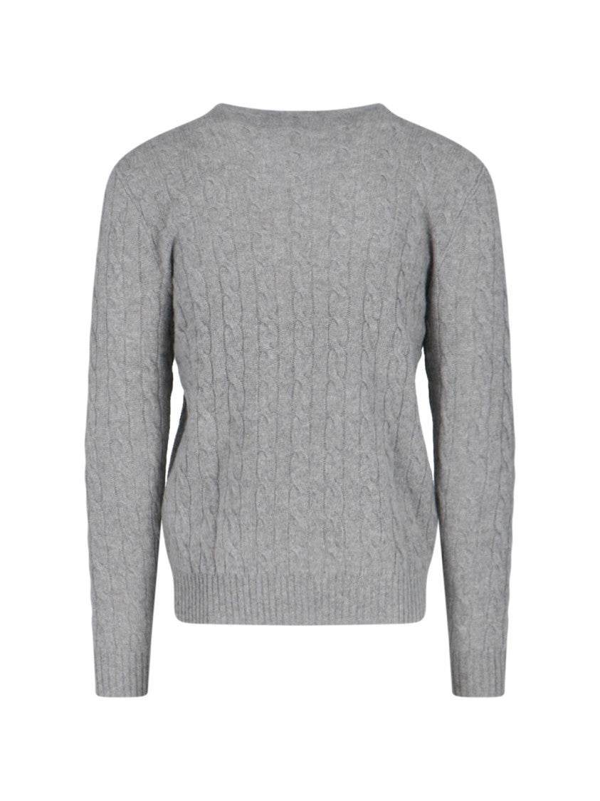 Polo Ralph Lauren Grey Cable-Knit Wool-Blend Sweater