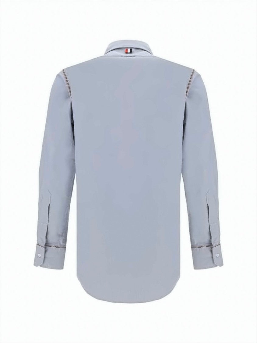 Thom Browne Long-Sleeve Light Blue Shirt With Red Piping