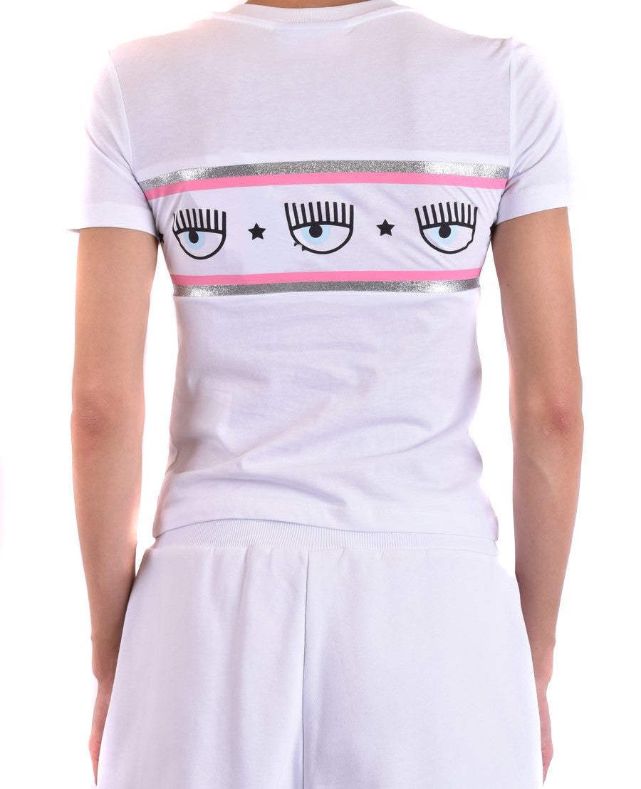 Chiara Ferragni Fitted White T-Shirt With Playful Eye Motif