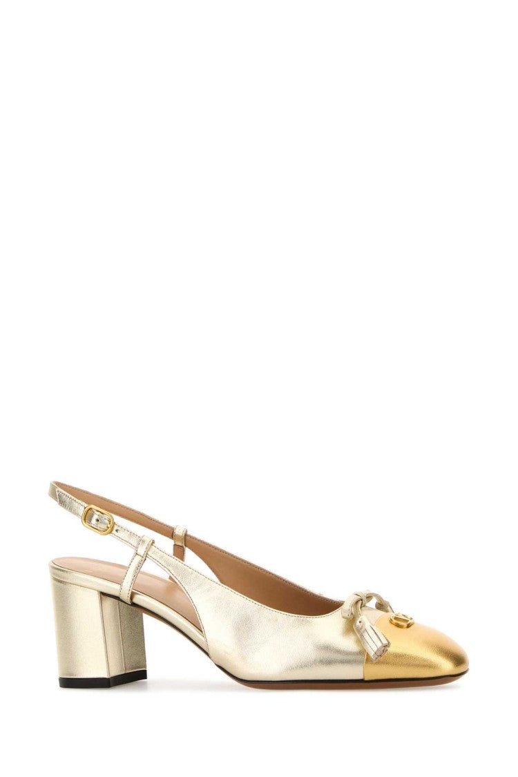 Valentino Garavani Gold Leather Vlogo Signature Pumps