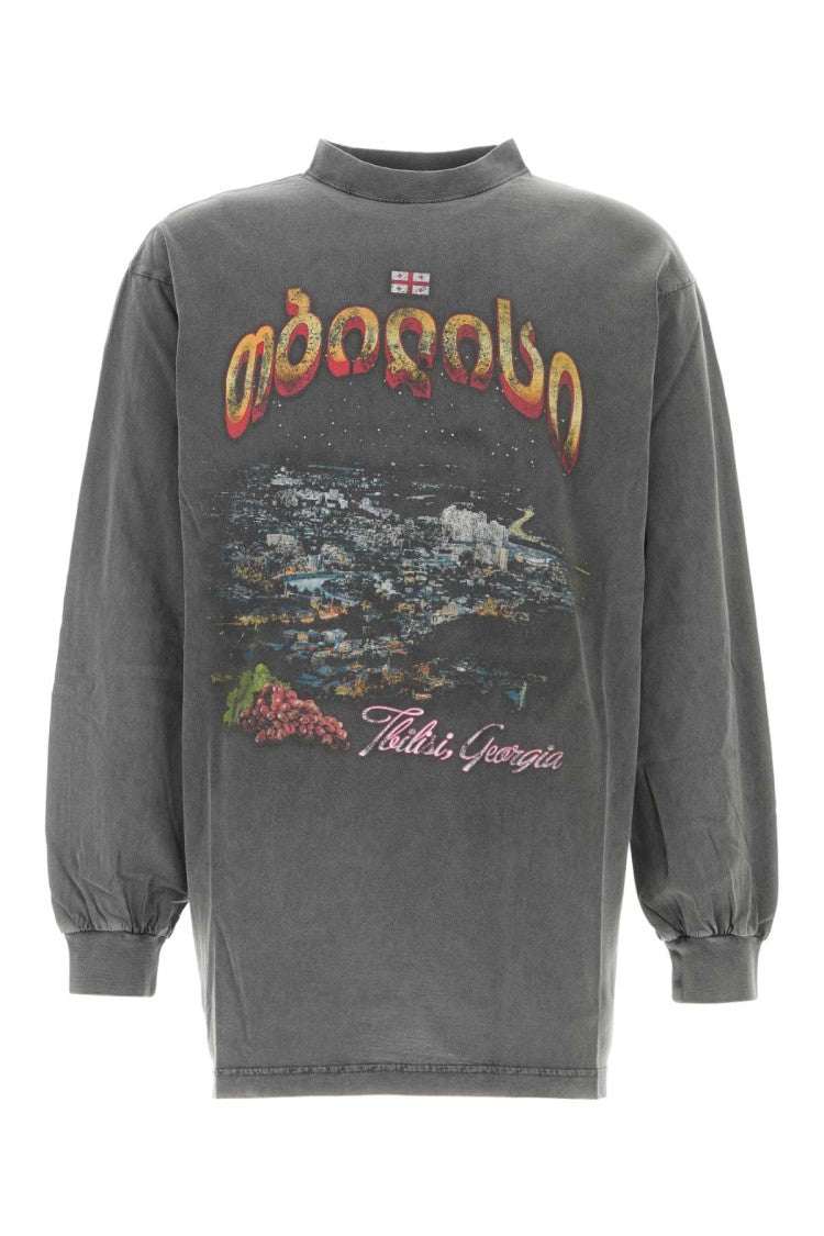 Balenciaga Charcoal Cotton Oversize Tbilisi T-Shirt