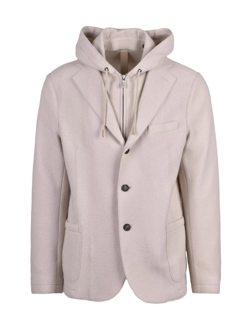 Eleventy Rounded 100% Wool Blazer With Detachable Lapel
