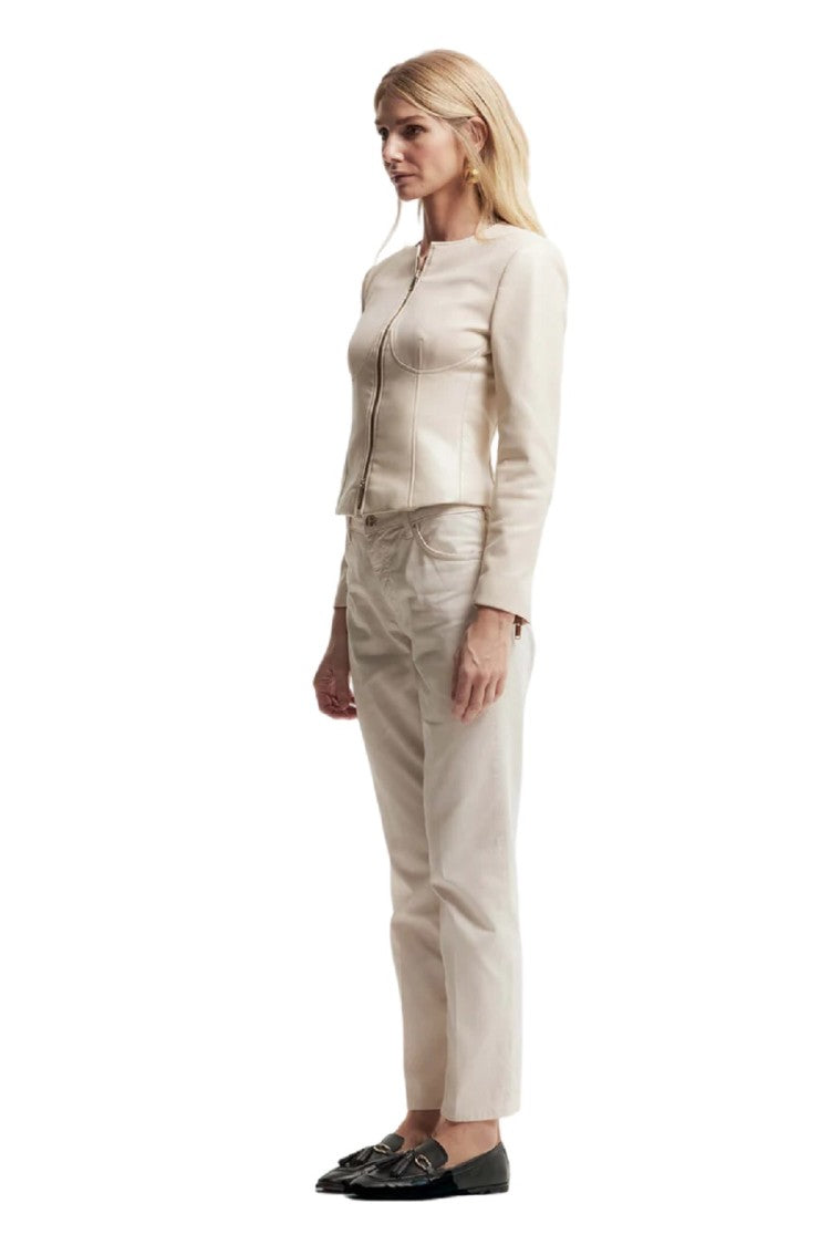 Kocca Beige Straight Trousers With Tailored Fit And Classic Button Closure