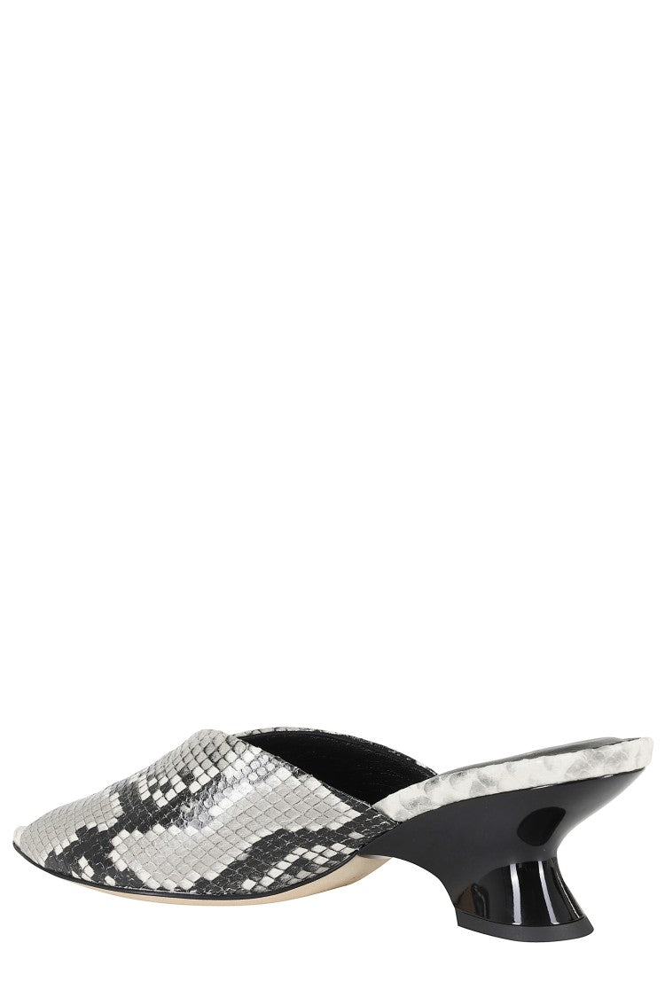 Giampaolo Viozzi Rock Grey Textured Snakeskin Pointed Toe Leather Mules