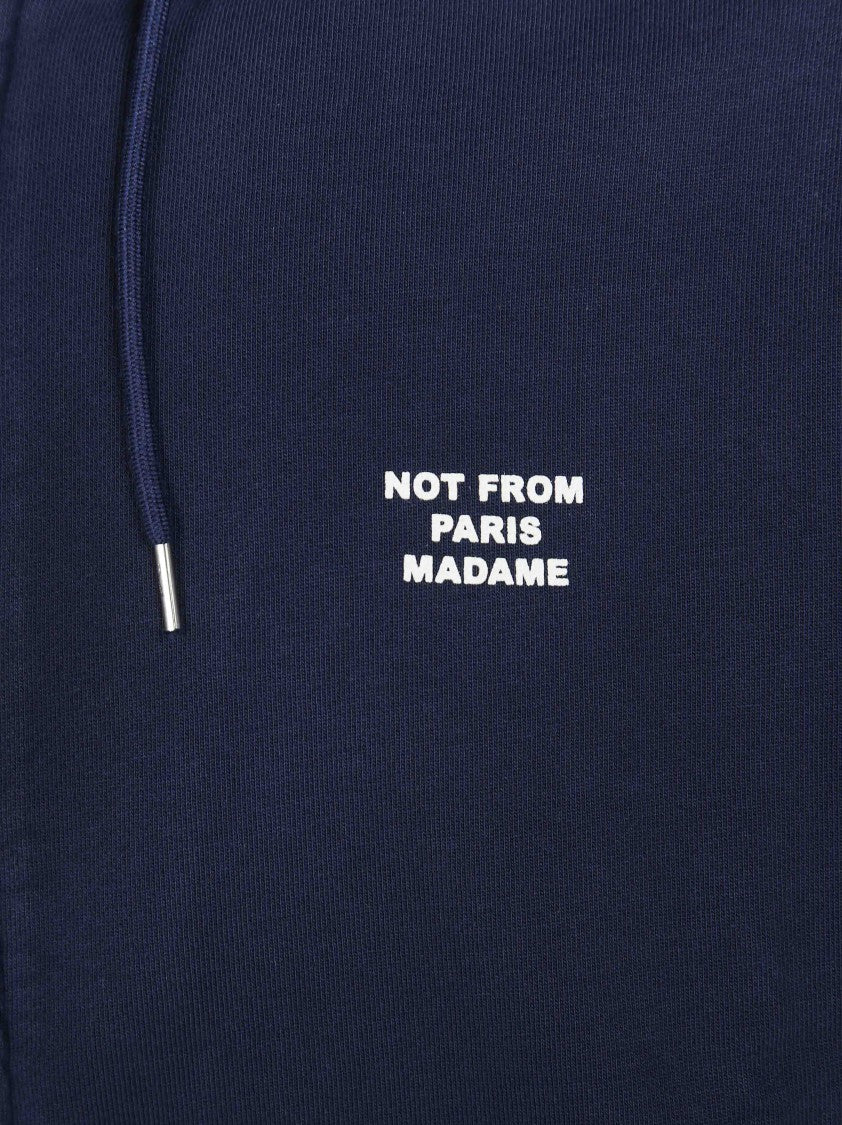 Drôle De Monsieur Navy Blue Zip-Up Felpa Con Scritta Hoodie