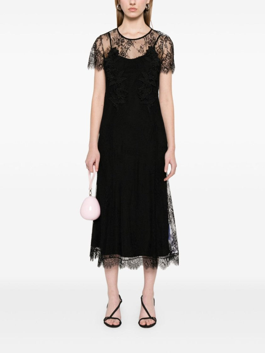 Blugirl Black Lace Dress With Short Sleeves