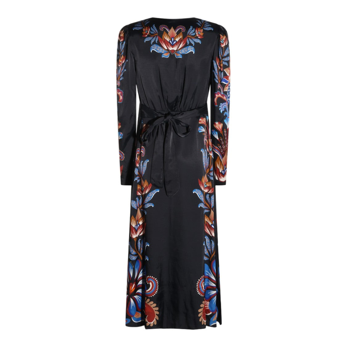 Farm Rio Floral V-Neck Tie-Back Midi Dress