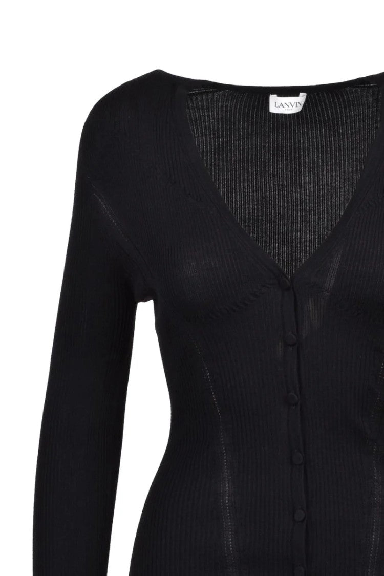 Lanvin Ribbed Cardigan - Black
