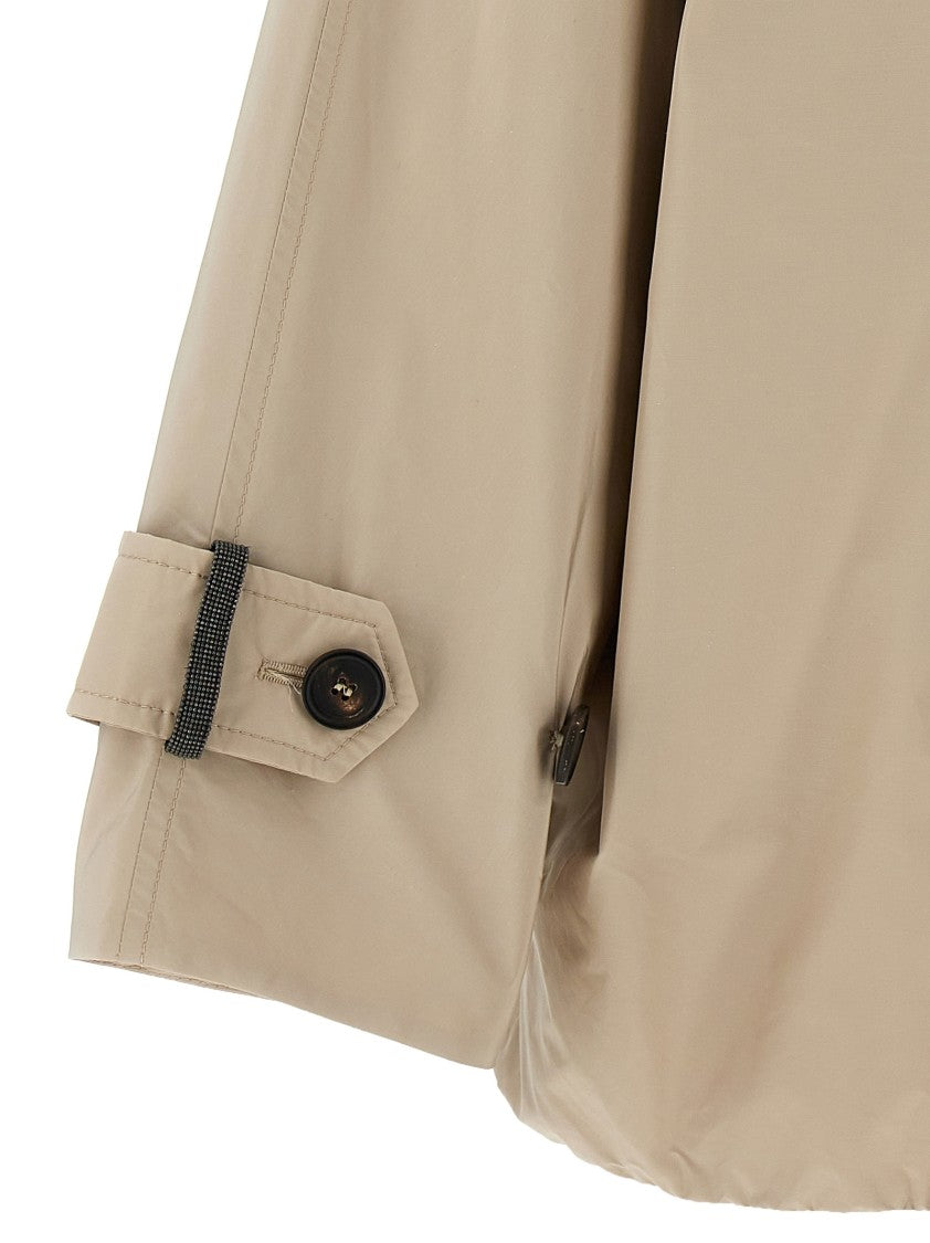 Brunello Cucinelli Baggy Double-Breasted Jacket With Hood And Monile Detail