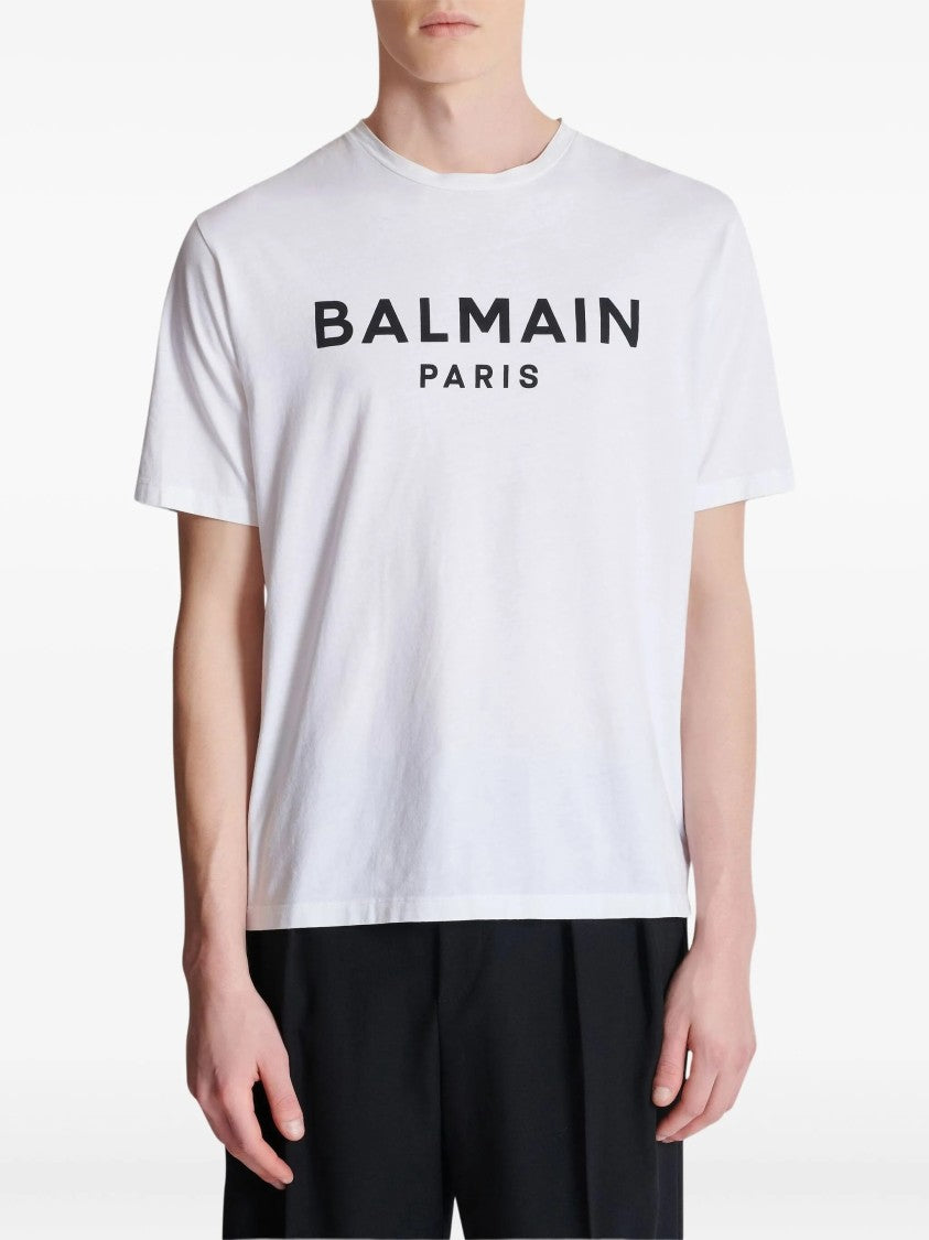Balmain White Loose Ss Bold Logo T-Shirt