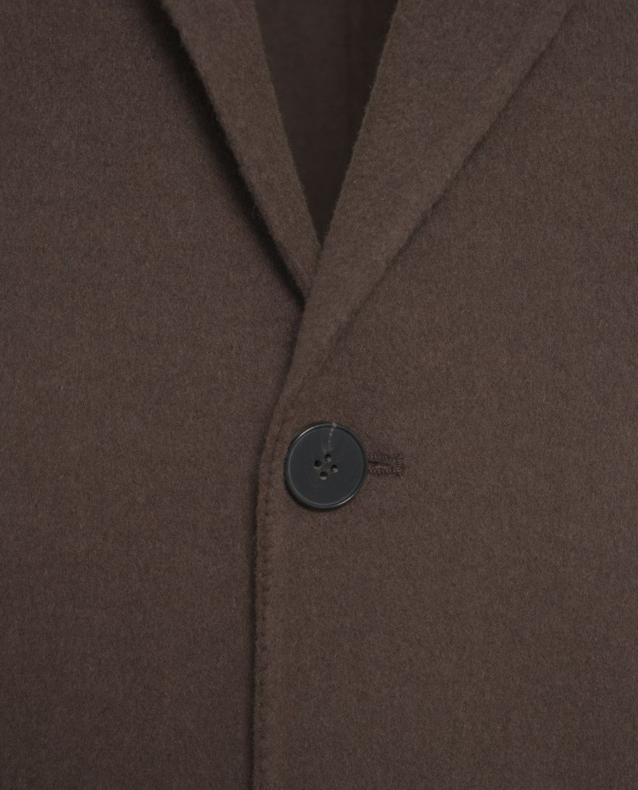 Amaranto Amaranth Cashmere Blend Long Coat With Shawl Collar And Hidden Pockets