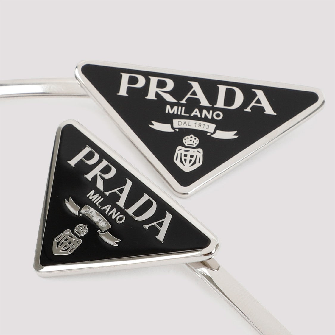Prada Brass Hair Pin With Triangular Logo