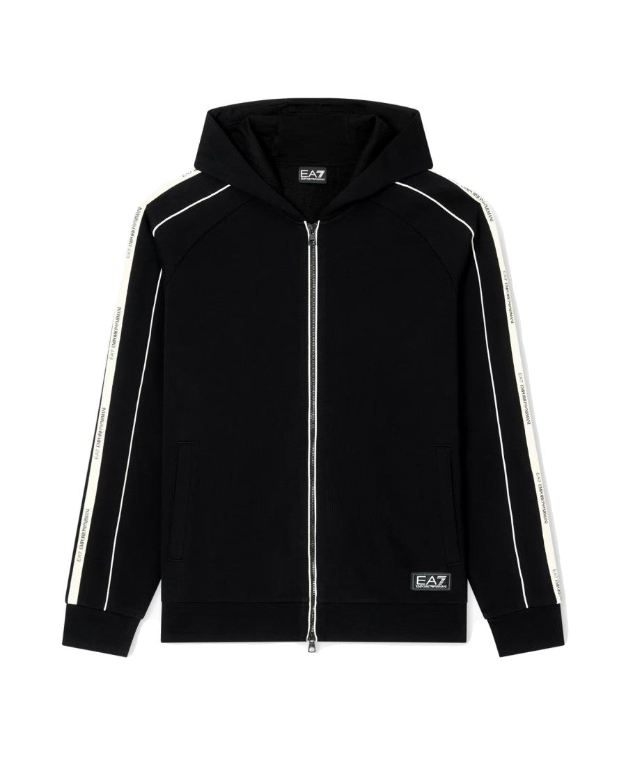 Ea7 Emporio Armani Hooded Zip Sweatshirt With Contrasting Logo