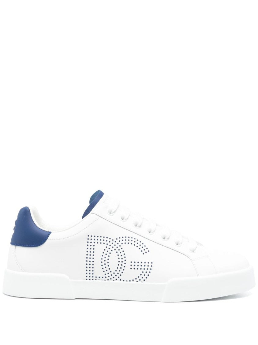Dolce & Gabbana Contemporary White Sneakers With Blue Heel Tab