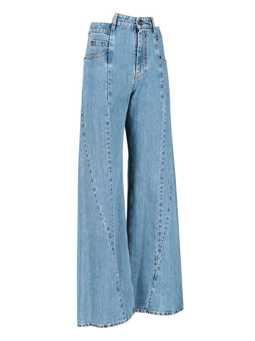 Maison Margiela High-Waisted Cut-Out Wide-Leg Jeans