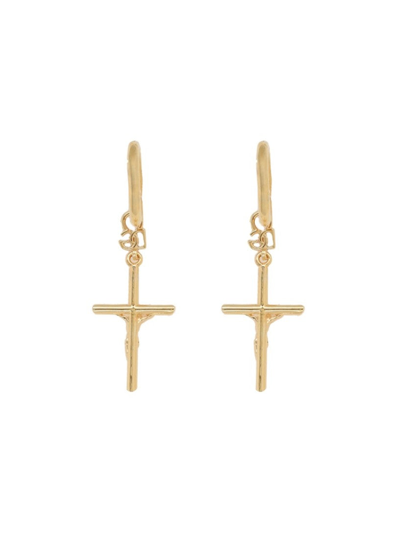 Dolce & Gabbana Dna Brass Crucifix Earrings