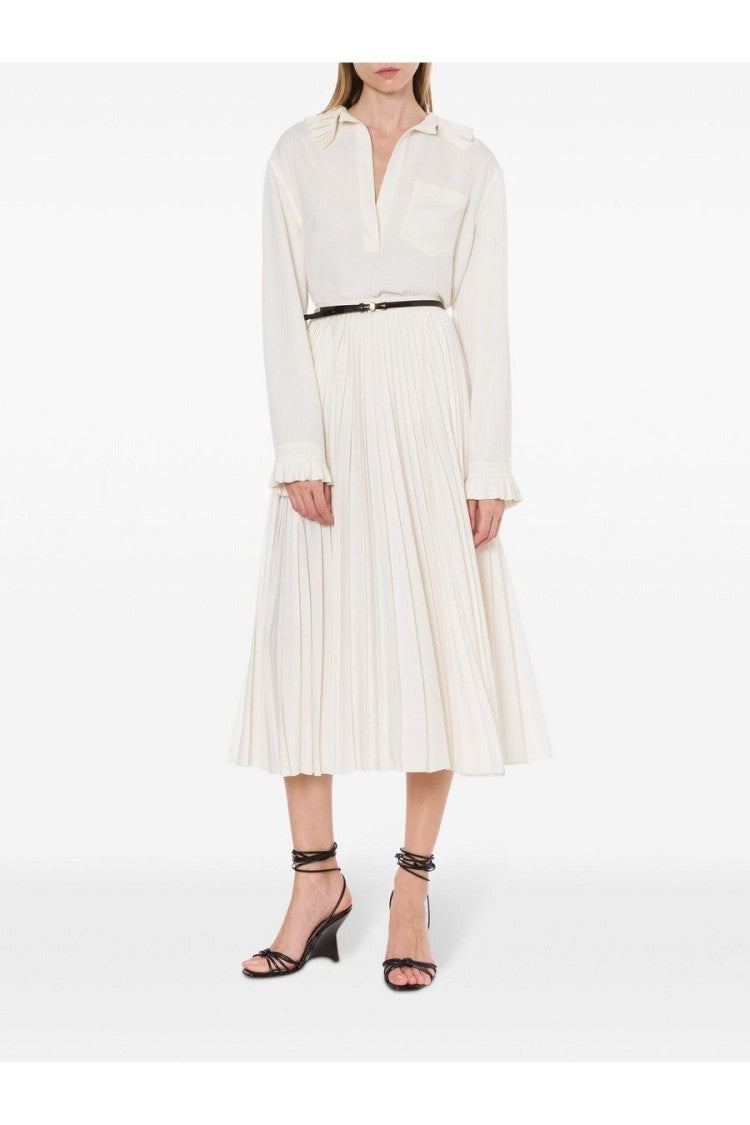Philosophy Di Lorenzo Serafini Relaxed Fit White Shirt With Pleated Detailing